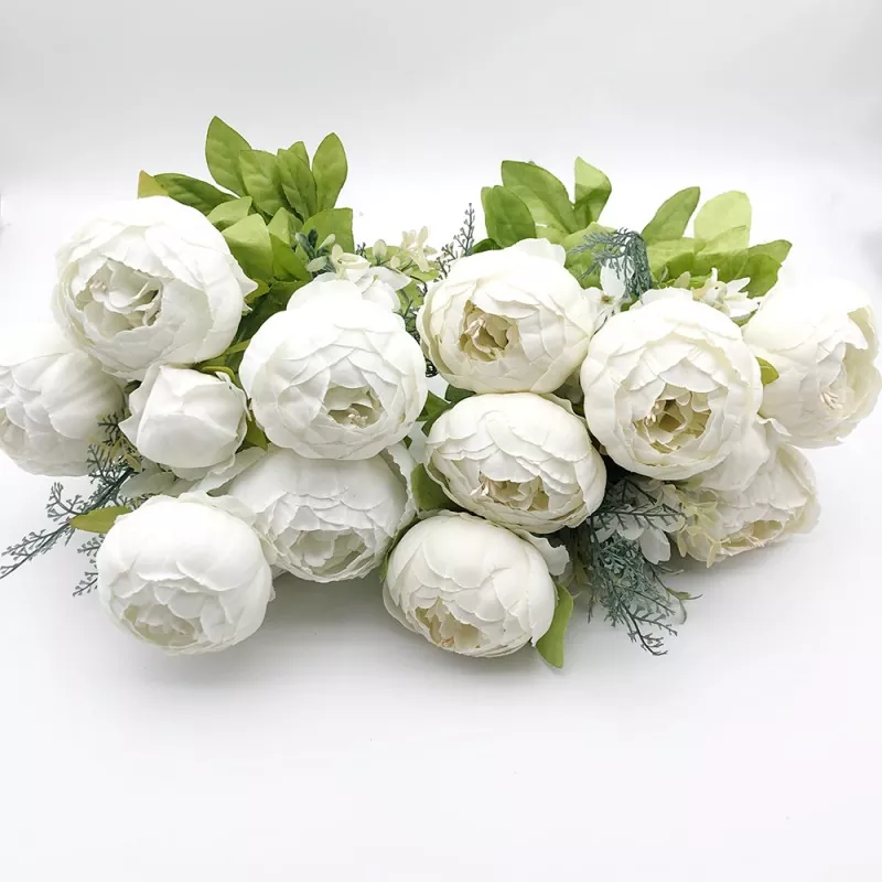 13 kepala karangan bunga peony buatan sutra