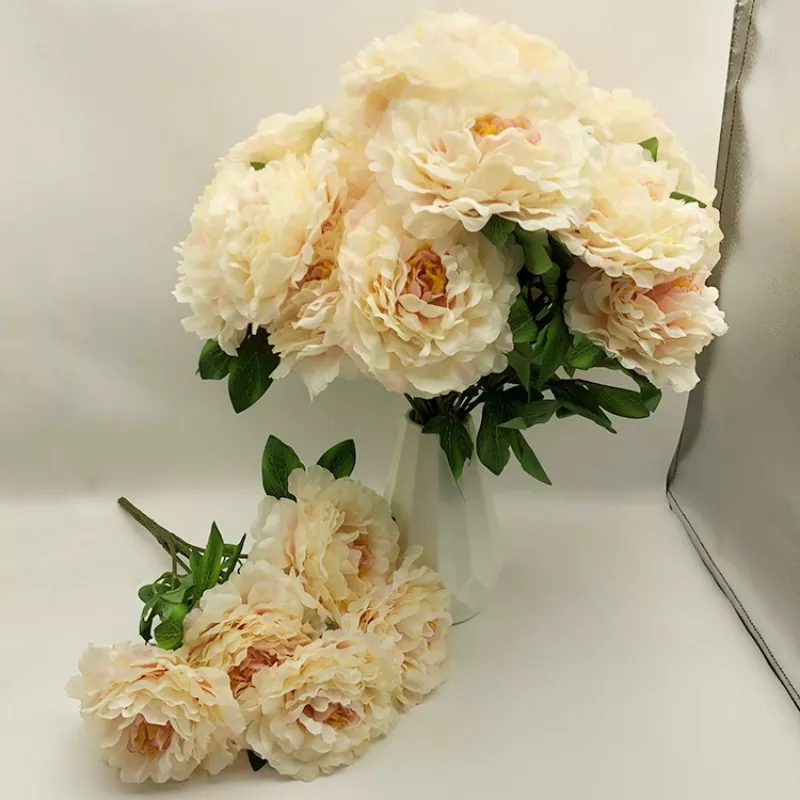 5 kepala karangan bunga peony buatan