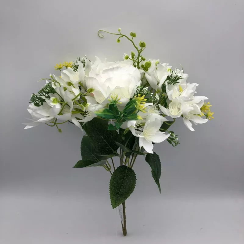Bunga karangan bunga faux peony dengan lily