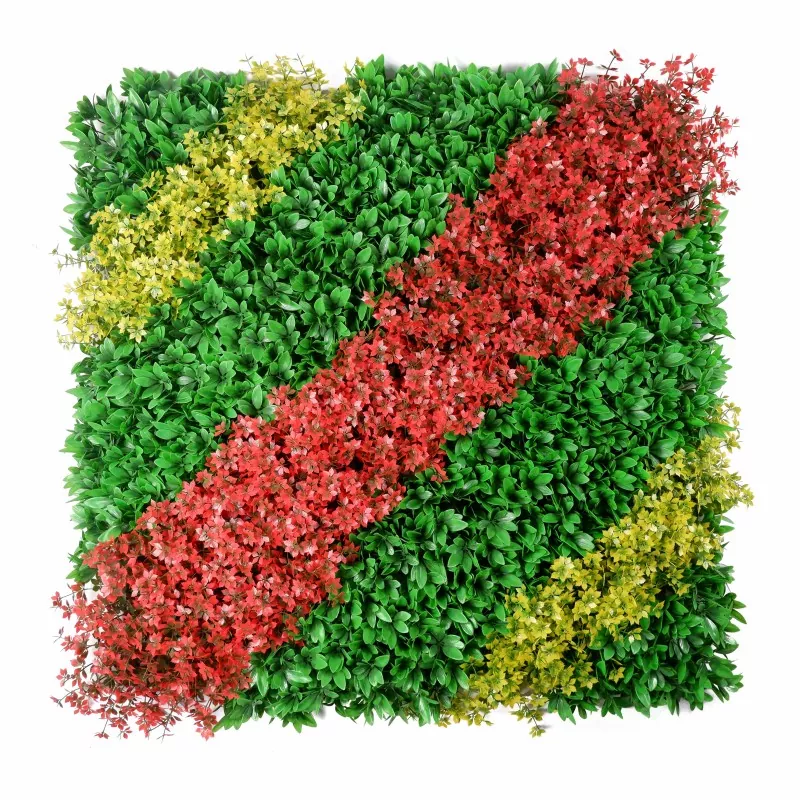 Vertical garden wall with eco plastic leaves