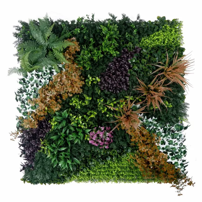 Hanging hook faux green wall with tropical leaves