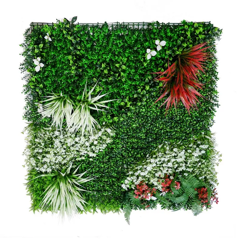 artificial hedge panel with tropical leaves