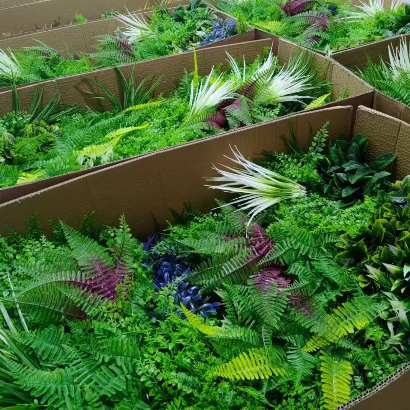 Faux Greenery Wall Panel with Boxwood and Ferns for Home Decor