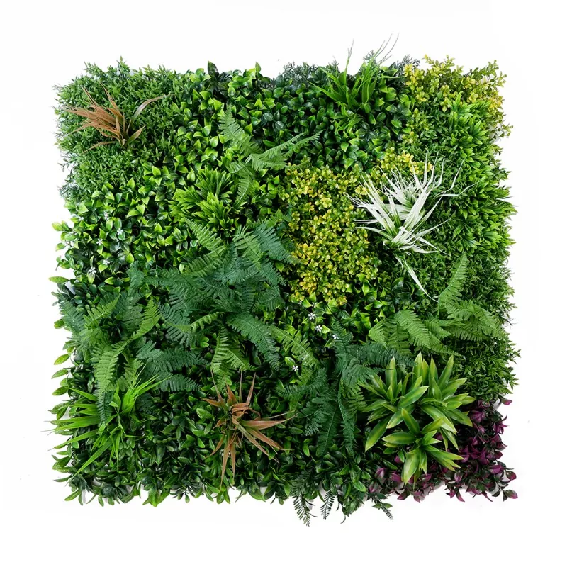 Custom Faux Greenery Wall with Mixed Leaves and Floral Accents