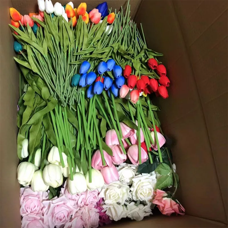 Mini pu bunga tulip palsu